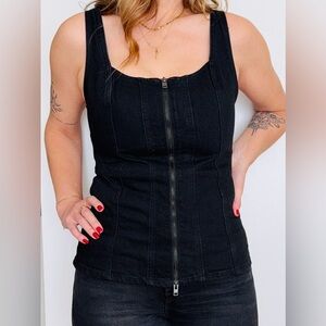 Universal Thread Black Denim Sleeveless Corset Top
